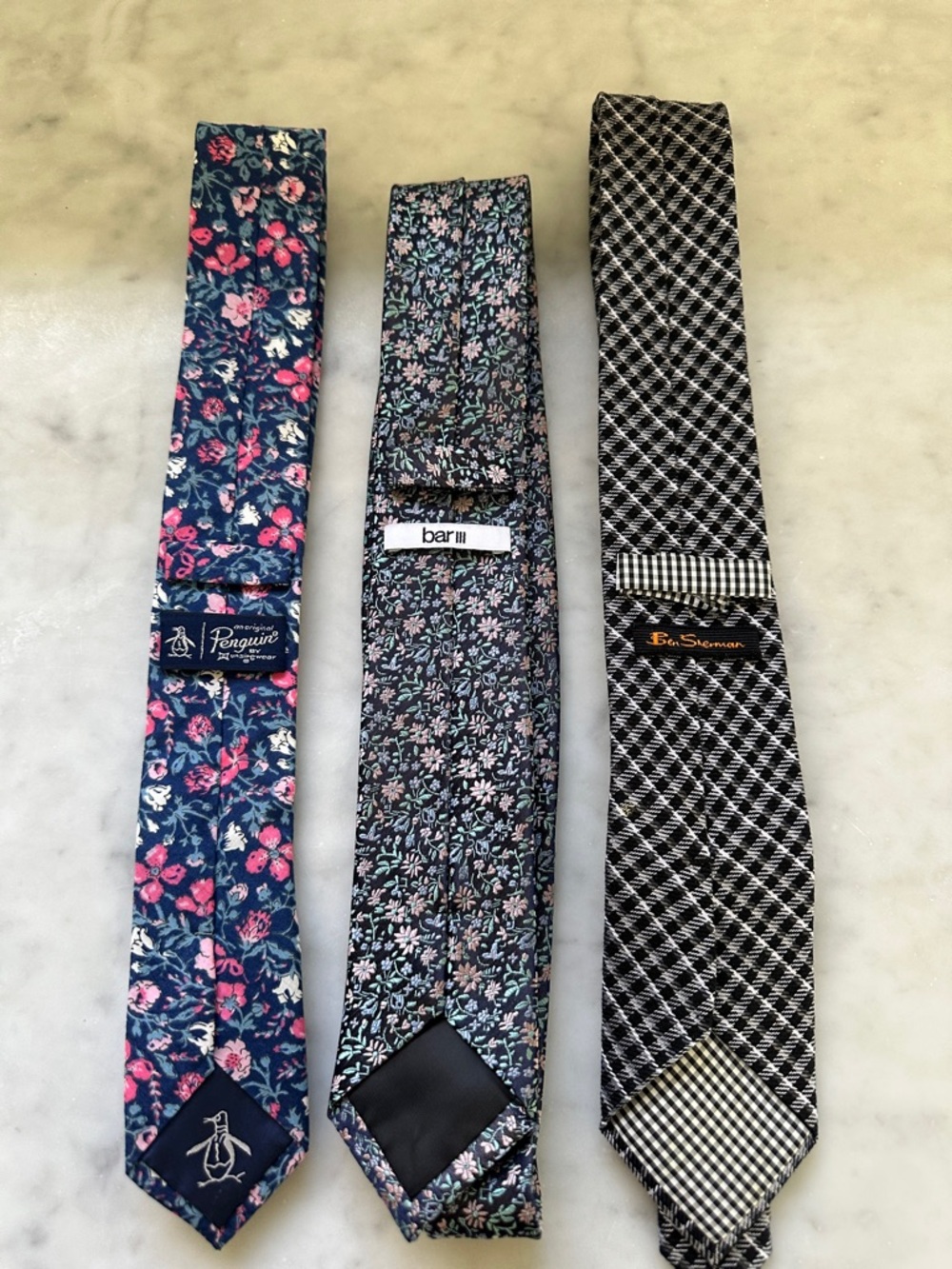 3 Men’s Ties Ben Sherman / bar III / Penguin - Picture 2 of 2